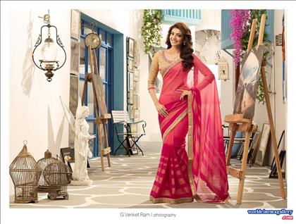 Kajal Agarwal Green Saree Stills