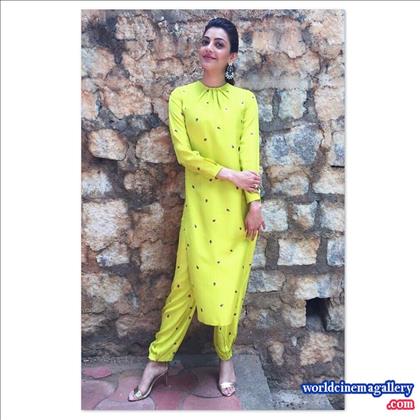 Kajal Agarwal Green Saree Stills