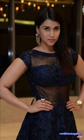 Mannara Chopra Hot in Blue Dress Stills - World Cinema Gallery
