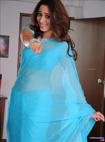 Tamanna  Blue Saree Stills