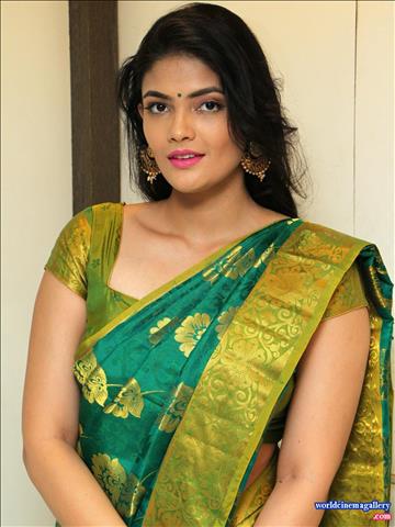 Kalpika Ganesh Green Saree Stills