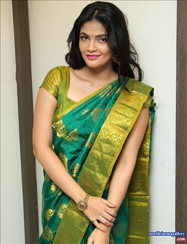 Kalpika Ganesh Green Saree Stills