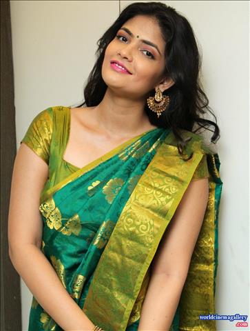 Kalpika Ganesh Green Saree Stills