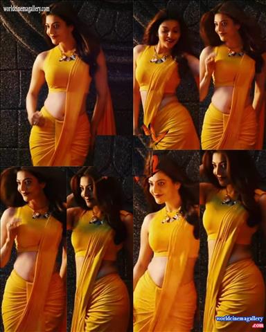 Kajal Aggarwal Yellow Saree in Comali movie Stills,