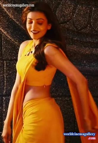 Kajal Aggarwal Yellow Saree in Comali movie Stills,