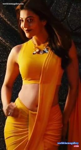 Kajal Aggarwal Yellow Saree in Comali movie Stills,