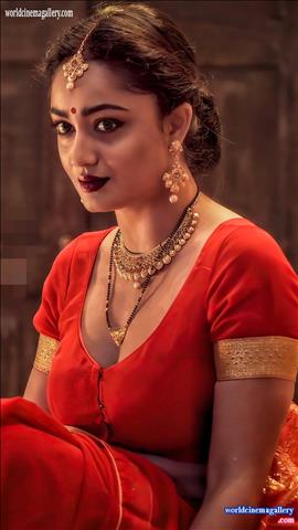 Tridha Choudhury Ashram Red Saree Stills