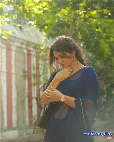 Kayadu Lohar blue saree stills