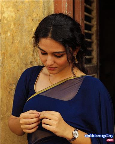 Kayadu Lohar blue saree stills